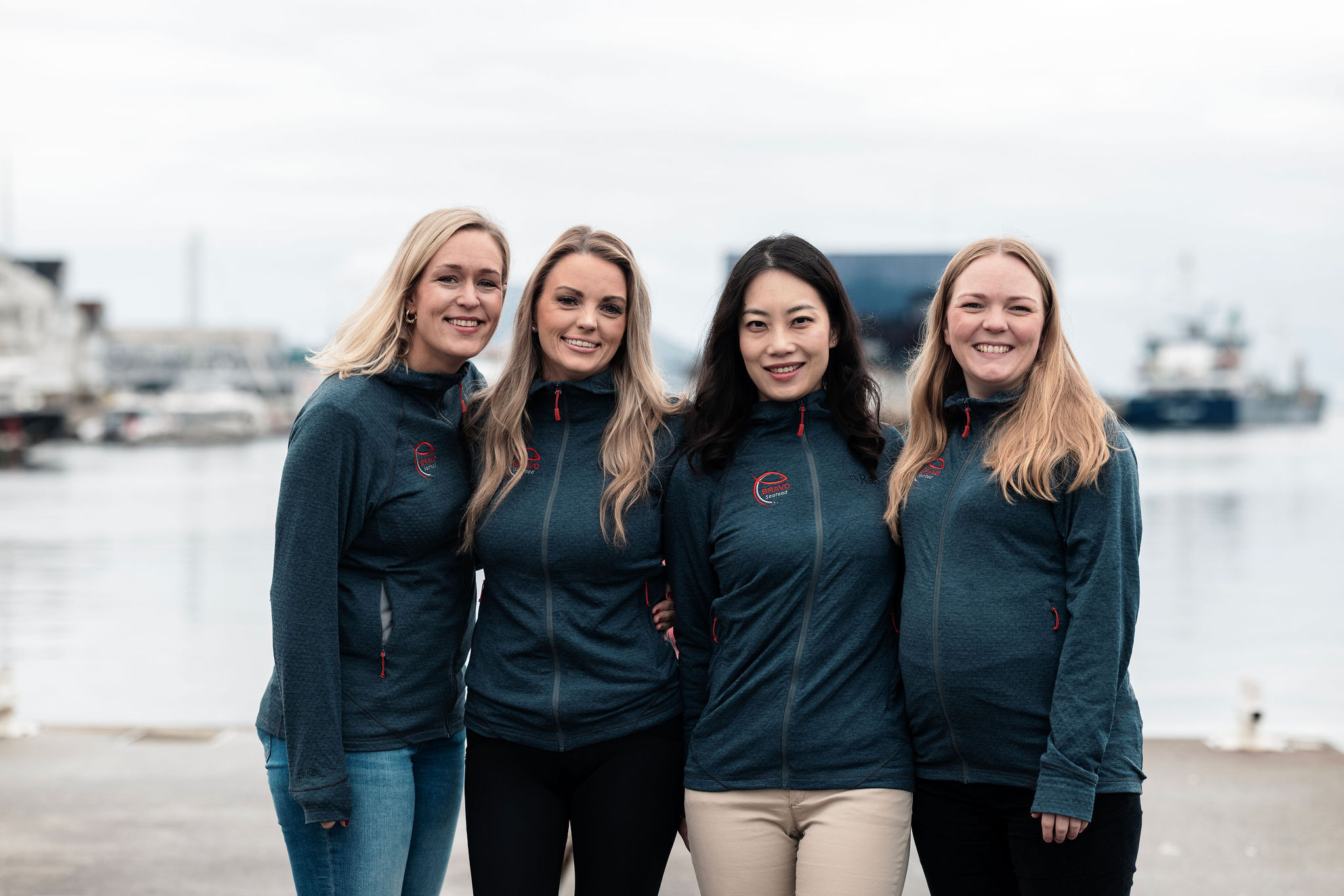 The ladies in Bravo Seafood on the quayside in Florø - bravoseafood.no